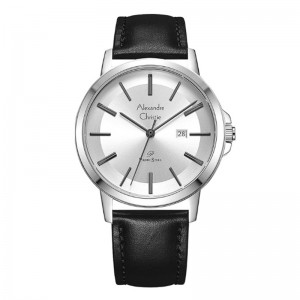 Alexandre Christie AC 1036 Silver White Leather Man MDLSSSL